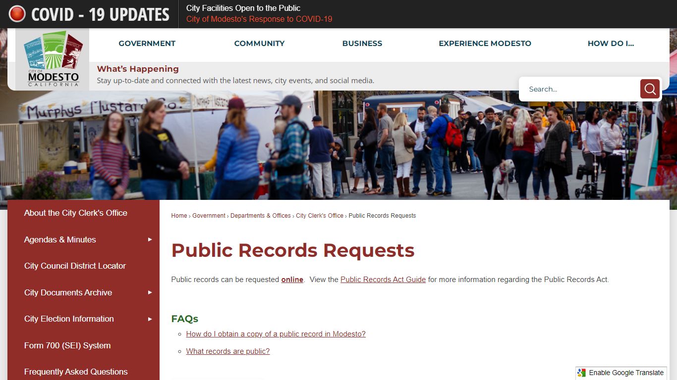 Public Records Requests | Modesto, CA