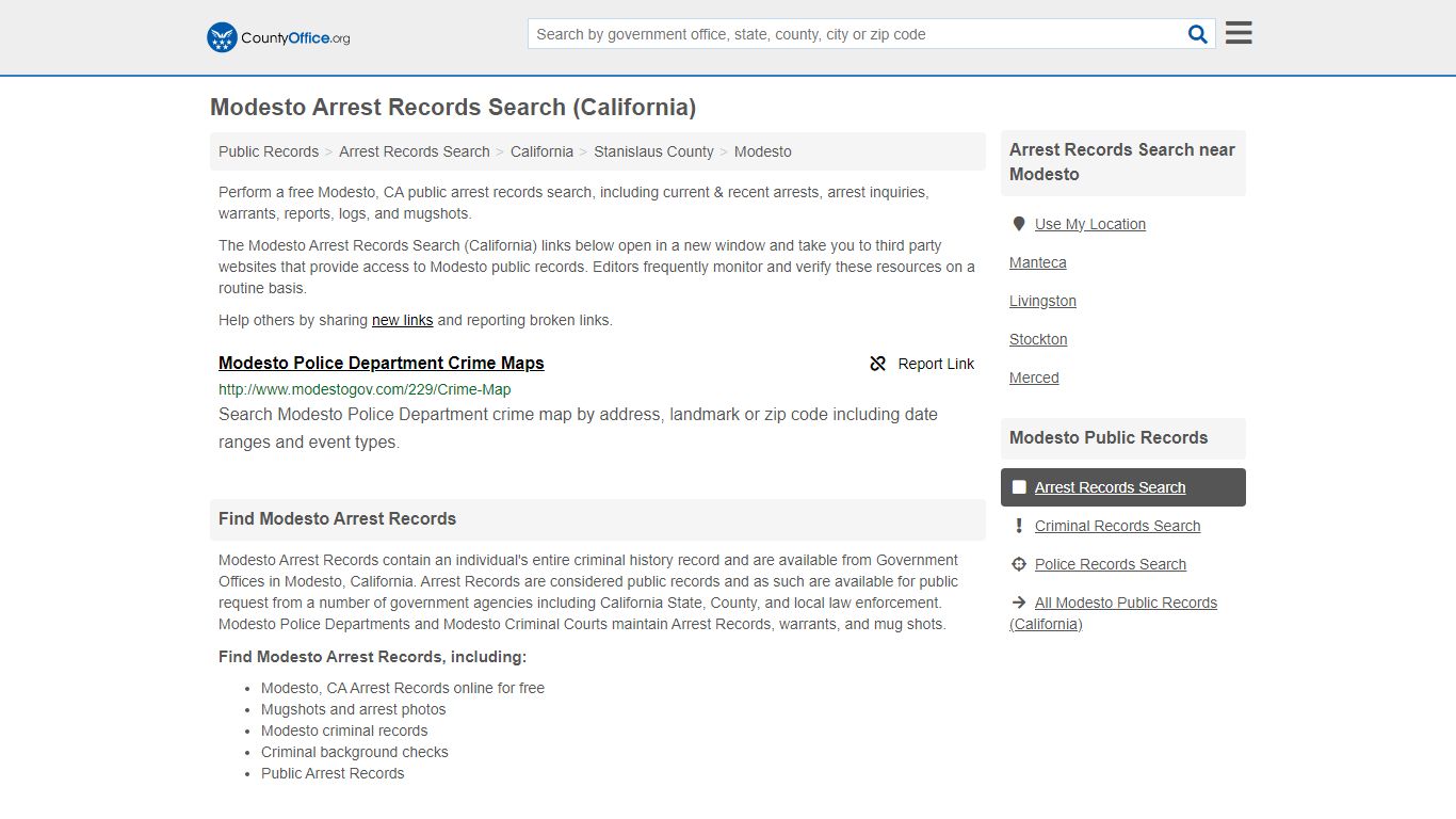 Arrest Records Search - Modesto, CA (Arrests & Mugshots) - County Office